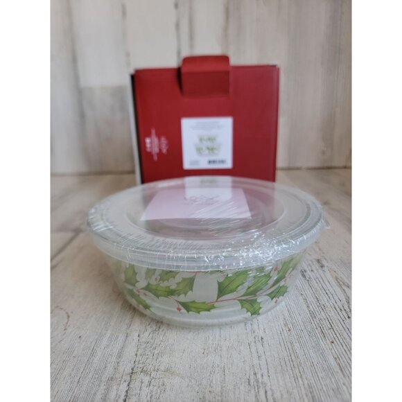 Lenox hosting holidays food storage bowls mistletoe set Xmas decor - Picture 1 of 7